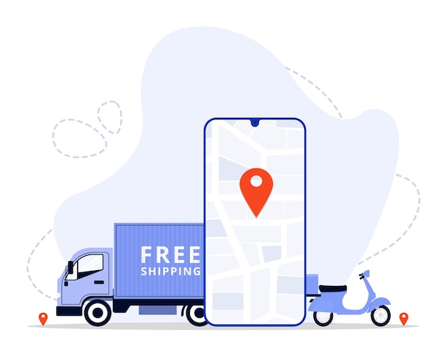 Vector free shipping concept illustration