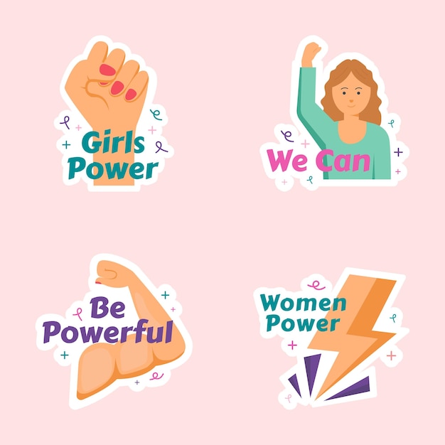 Vector free vector feminism typography stickers