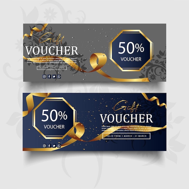 Vector free vector golden gift voucher template