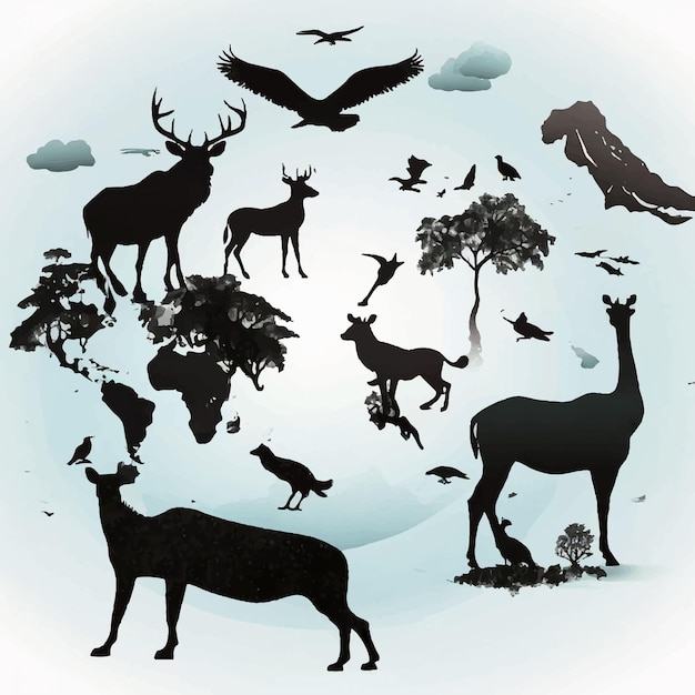 Vector free vector hand drawn world wildlife day illustration