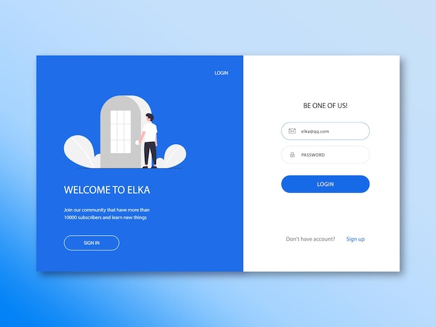 Vector free vector log in landing page web template