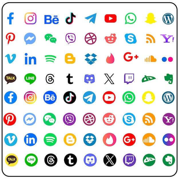 Vector free vector social media icons set with facebook instagram twitter tiktok youtube logos