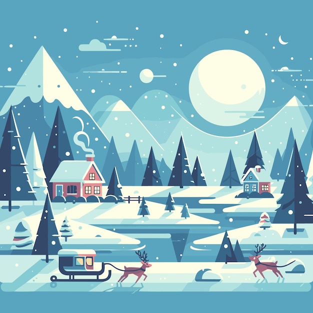 Vector free vectordrawn chill winter landscape wallpaper