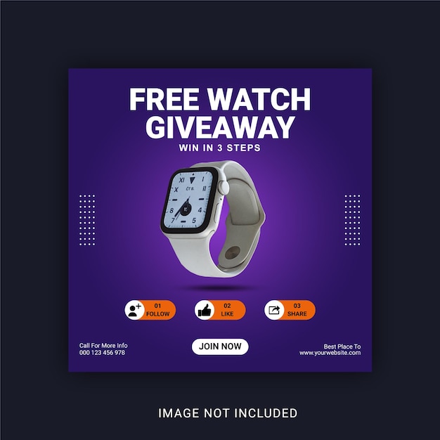 Free Watch Giveaway Social Media Post Instagram Banner Teemplate