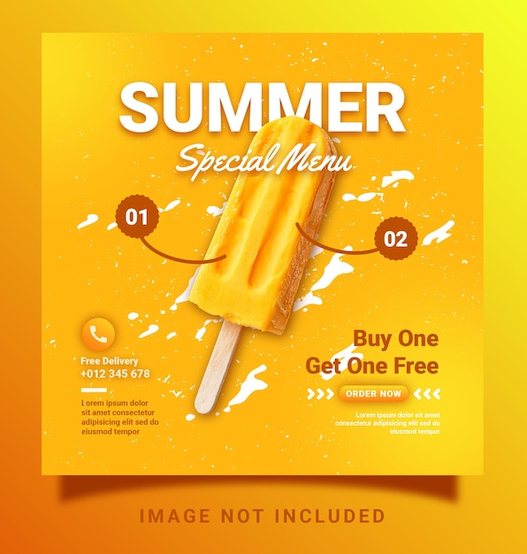 fresh popsicle ice cream summer food menu instagram post social media template