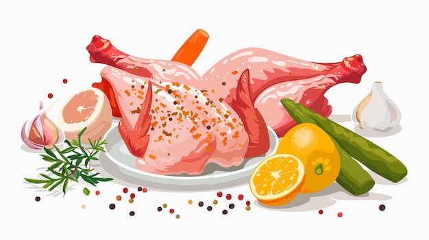 Vector fresh raw chicken vector illustration for culinary design projects