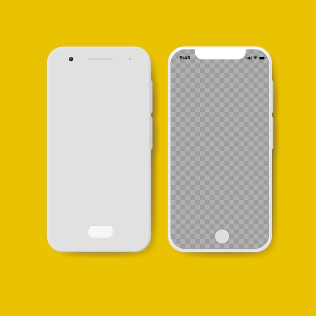 Front and back of smartphone, isolated.