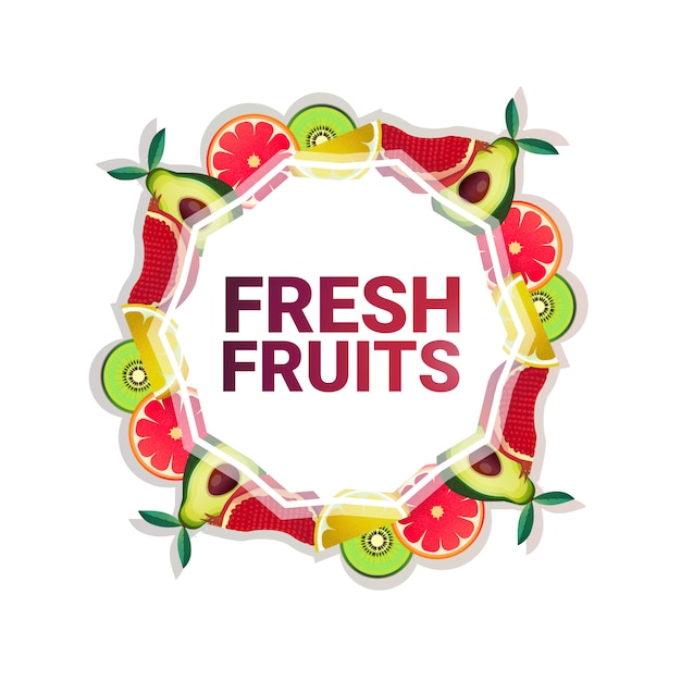 fruit colorful circle copy space organic over white pattern background, healthy lifestyle or diet concept