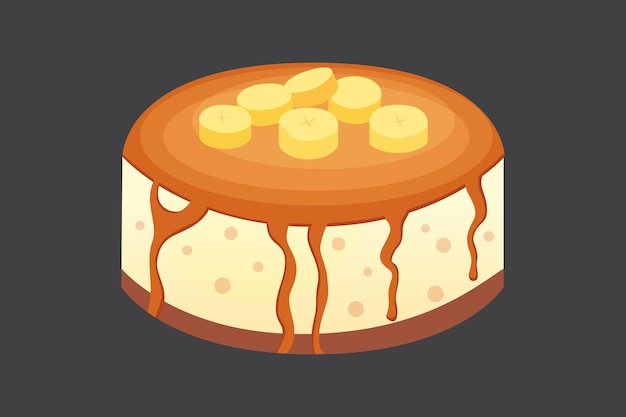 Fruit dessert banana pie vector icon in cartoon style