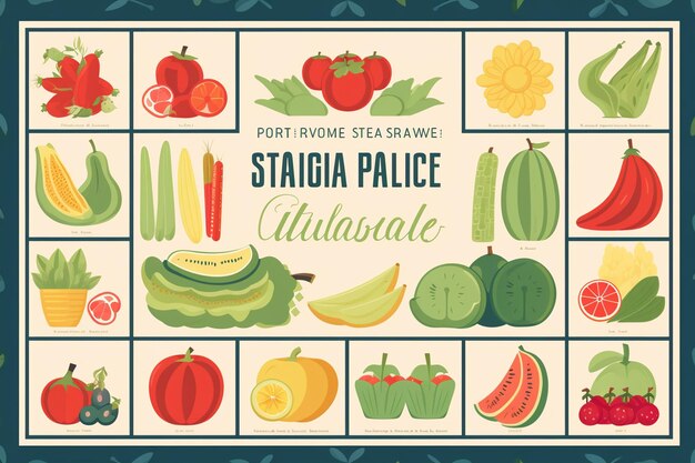 Vector fruits and vegetables collection illustration