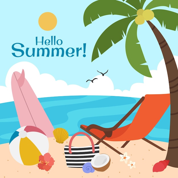 Vector fun summer chill relax in flat illustration