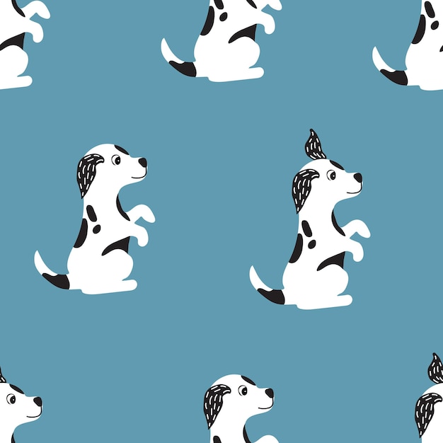 Funny cute seamless pattern with a dog