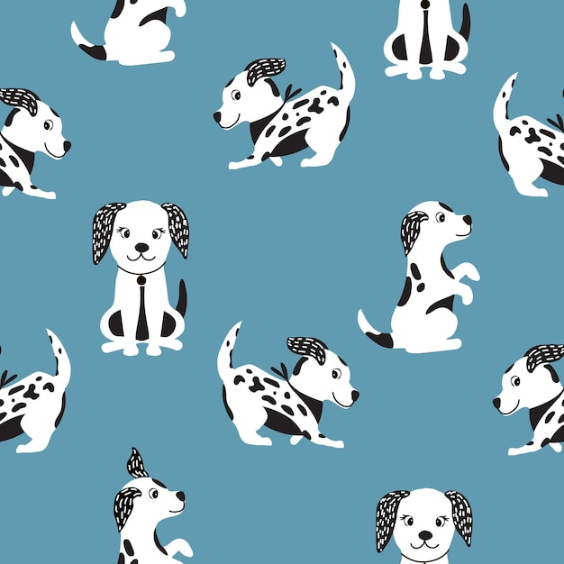 Funny cute seamless pattern with a dog