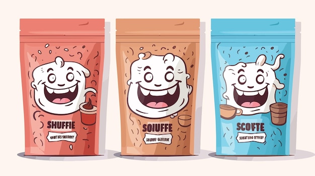 Vector funny and cute simple cool coffee sachet packaging