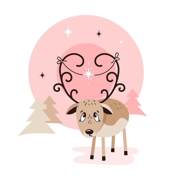 Funny Reindeer with a star in its horns.