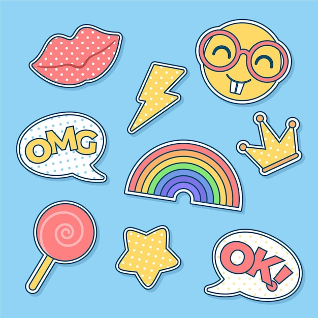 Vector funny social media emoji stickers
