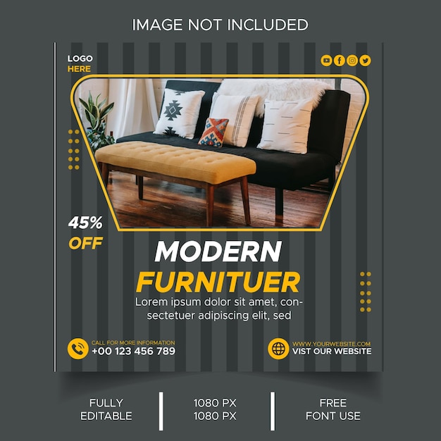 furniture sale social media banner design template