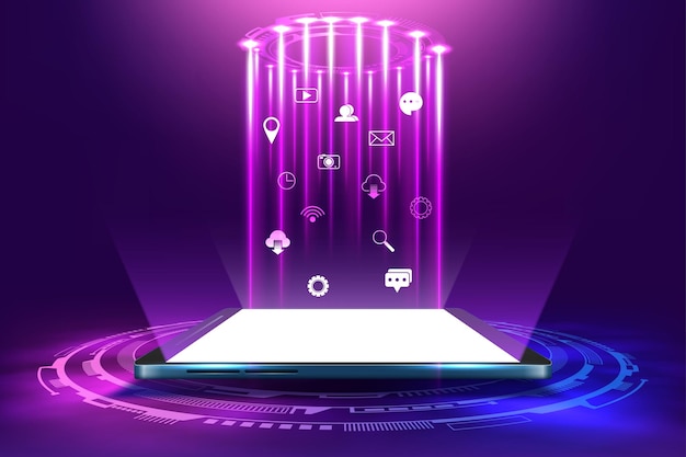 Futuristic Mobile Phone Vector Illustration