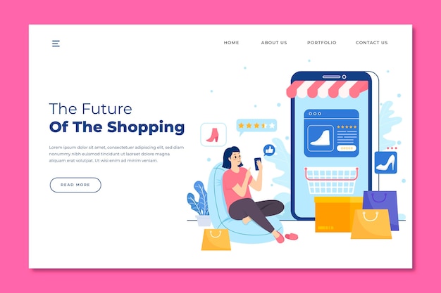 Vector futuristic shopping online landing page