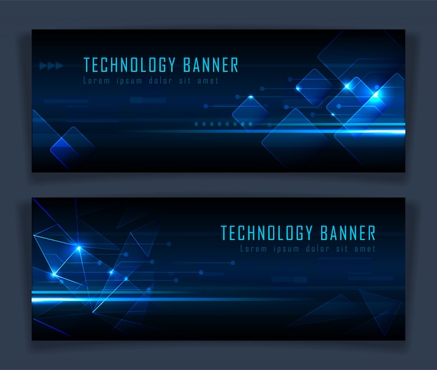 Vector futuristic technology banner set
