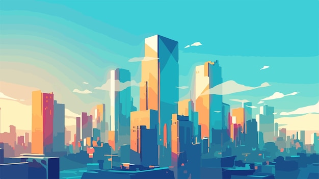 Vector futuristic urban abstract 3d vector city panorama background