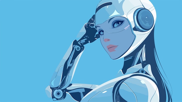 Vector futuristic woman robot vector illustration