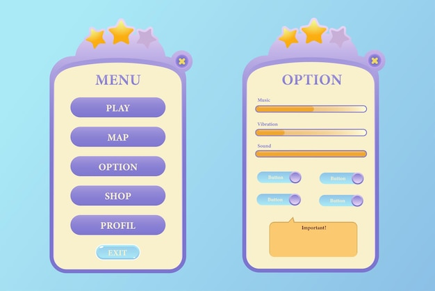 Game asset UI design cartoon element with elegant and colorful