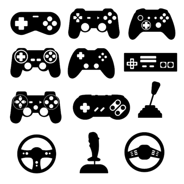 Game Controller Silhouette Black isolated vector Illustration Eps10