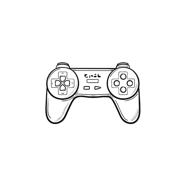 Game joystick hand drawn outline doodle icon. Video game controller and gamepad, pc game controller concept