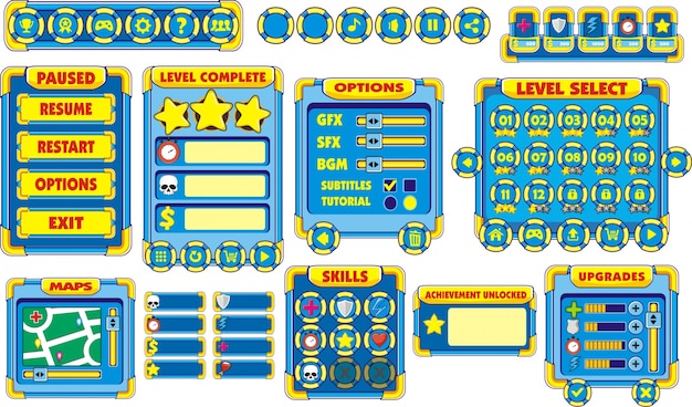 Vector game user interface in cartoon style