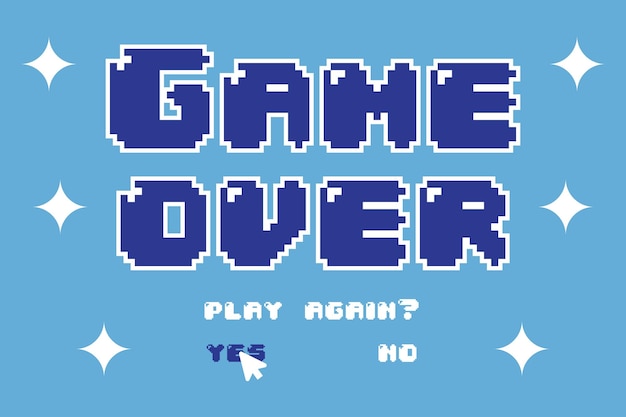 Vector game over word in pixel art style