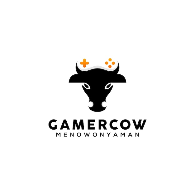 Gamer cow logo design template