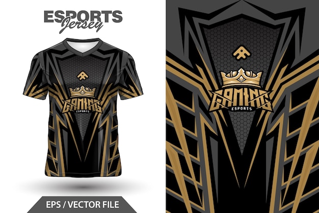 Vector gaming jersey esport design black gold