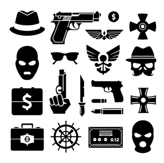 Vector gangster elements collection vector illustration