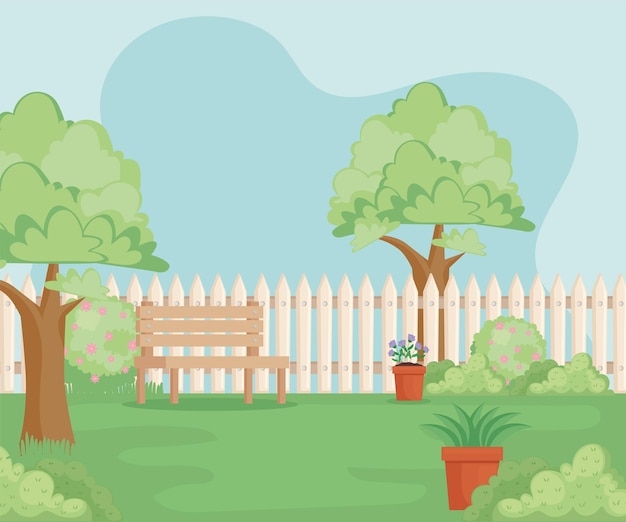 Vector garden backyard scene