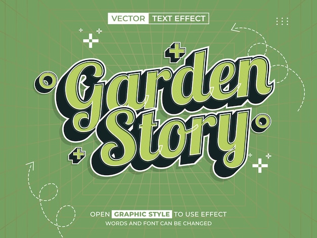 Vector garden story editable text font effect 3d text for title