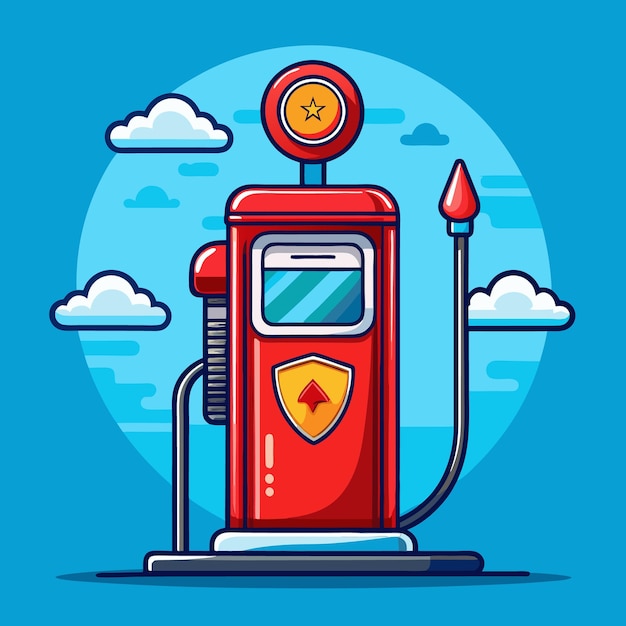 Vector gas station cartoon icon illustration