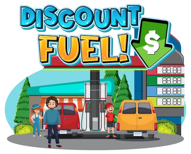 Gas station with discount fuel word logo