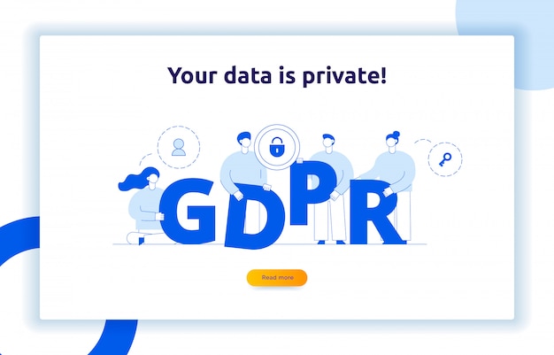 Vector gdpr concept illustration with big modern people