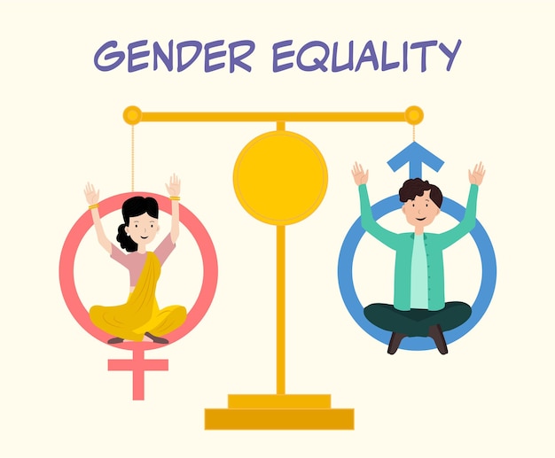 Vector gender equality women and men