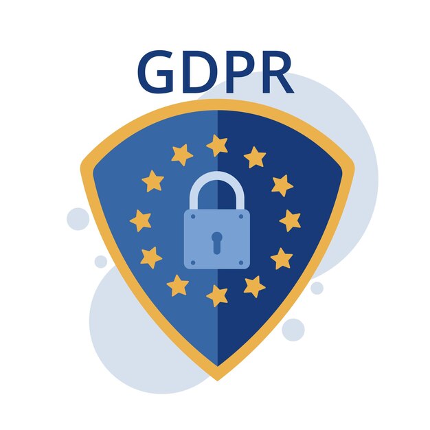 Vector general data protection regulation shield with lock vector illustration for gdpr