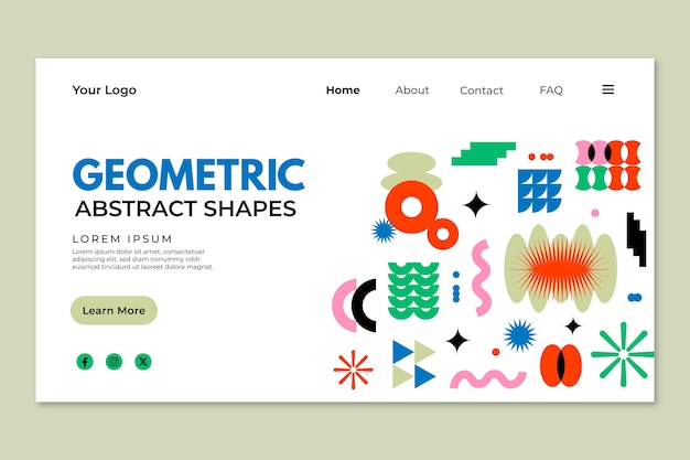 Vector geometric abstract shapes landing page template