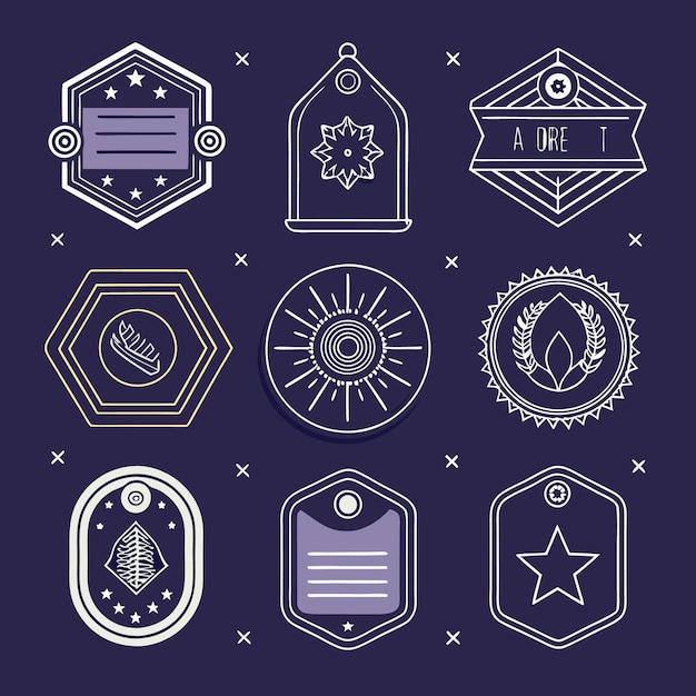 Vector geometric badge icons set