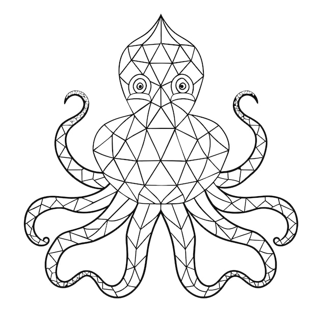 Geometric Coloring Page of Octopus Mind Relaxing Coloring Page Coloring Page For Adults