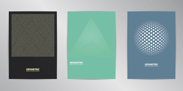 Geometric cover design background set A4 format Background opart abstract Flyer presentation br