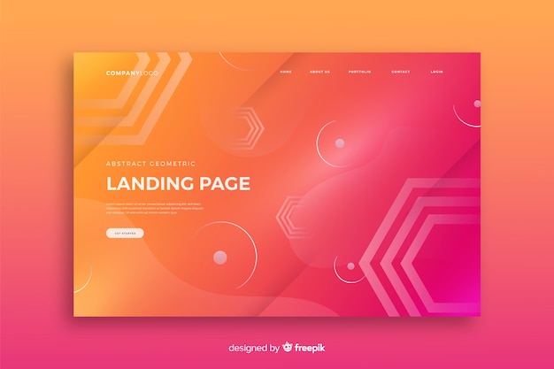 Vector geometric shapes landing page template