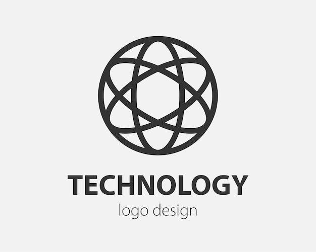 Geometric vector logo in a circle. High tech style logotype for nano technology