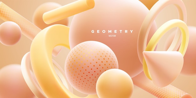 Vector geometric yellow and orange pastel shapes cluster abstract elegant background