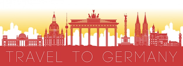 Germany famous landmark silhouette design