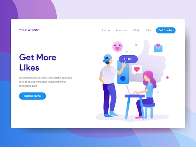 Get More Likes Illustration on Homepage